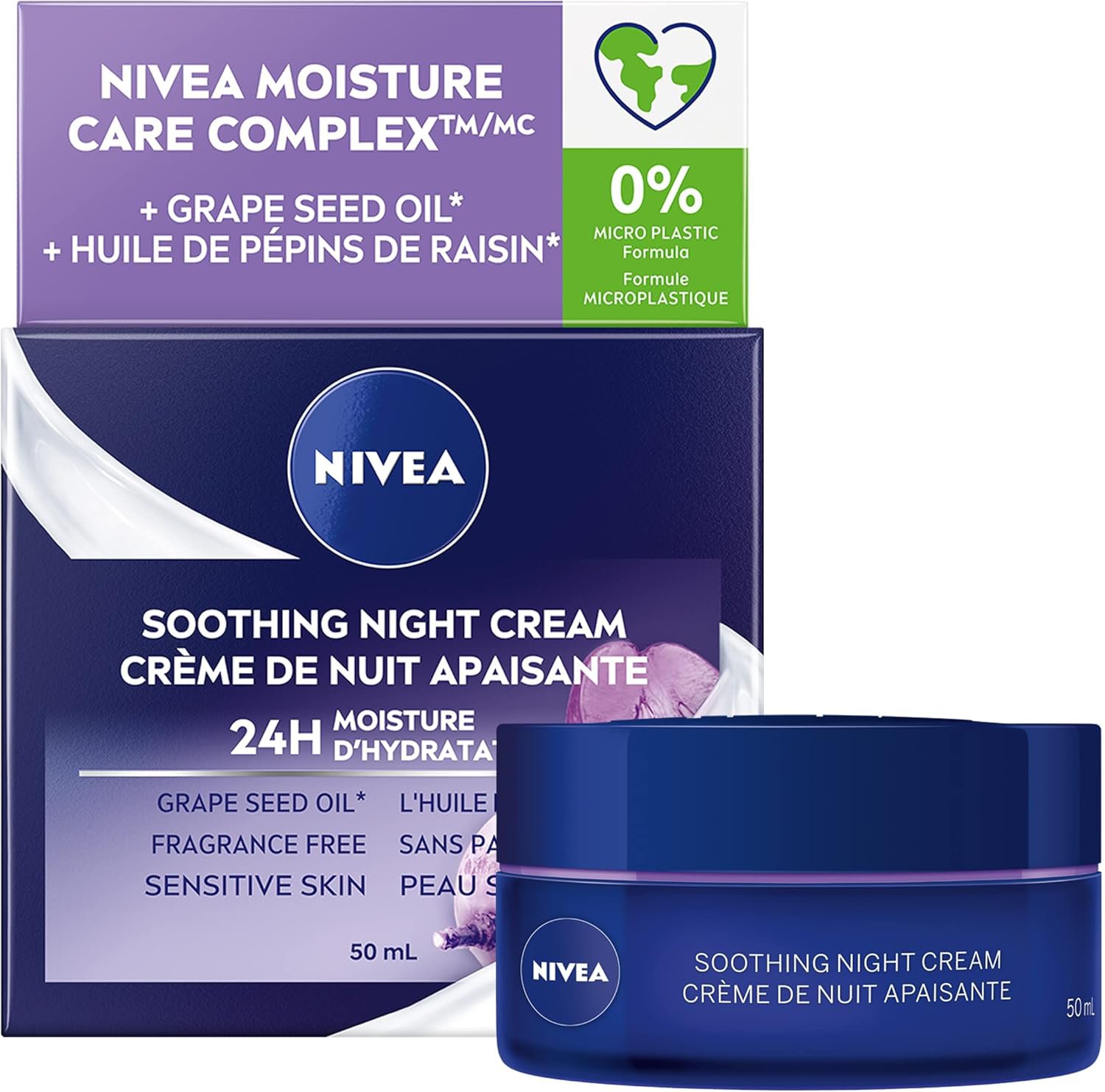 Nivea 24H Moisture Care Complex Soothing Night Cream For Sensitive Skin - 50 ml   from Canada
