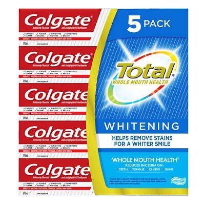5 PACK Colgate Total Whitening Toothpaste 170ml Each - Fresh From Canada