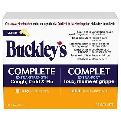 BUCKLEY'S COMPLETE Cough, Cold & Flu Extra Strength Daytime 40 Count  From Canada