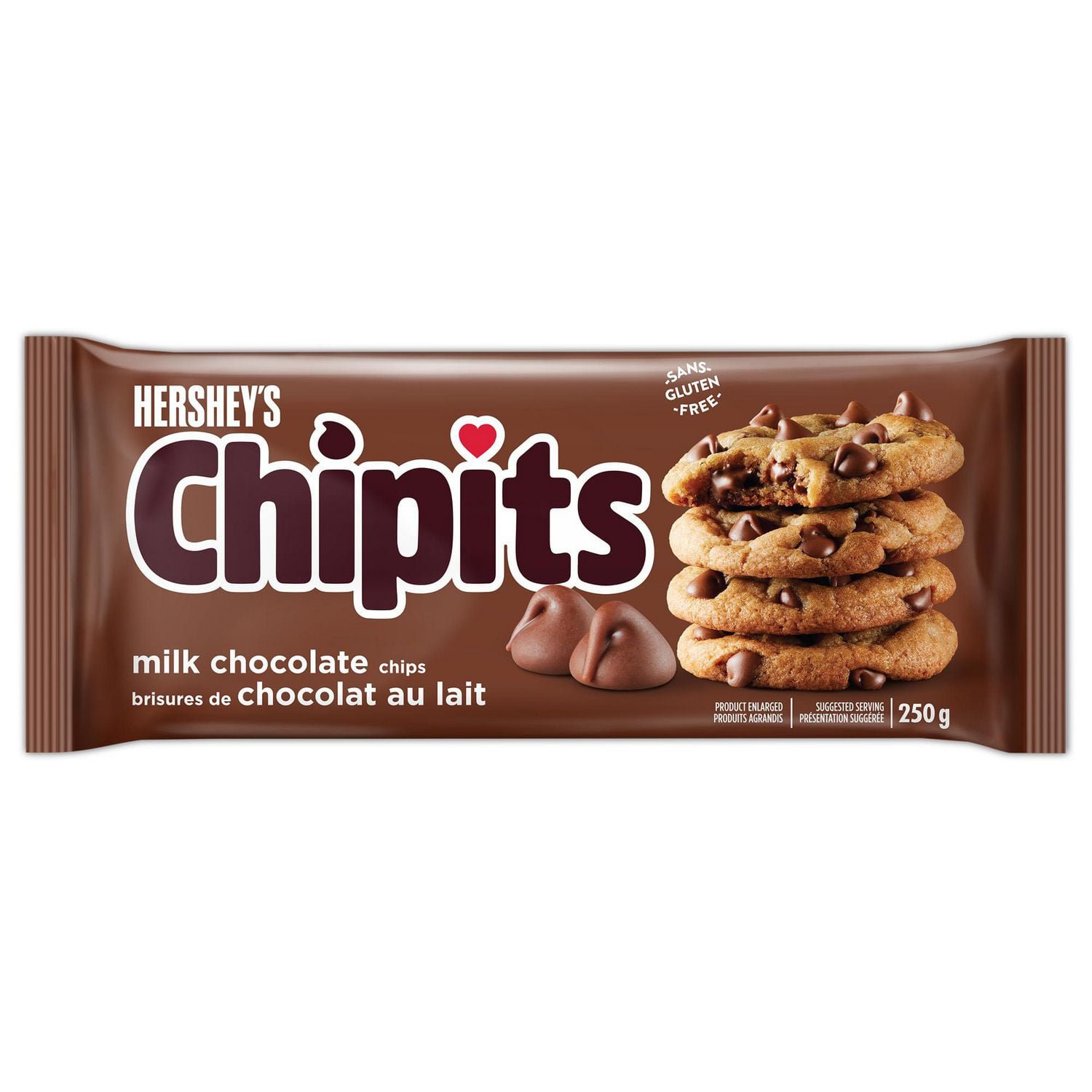 HERSHEY'S CHIPITS Milk Chocolate Chips, 250g X 4
