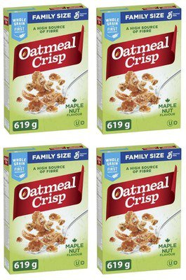 Oatmeal Crisp Maple Nut Breakfast Cereal, Family Size 619g (4 Pack)