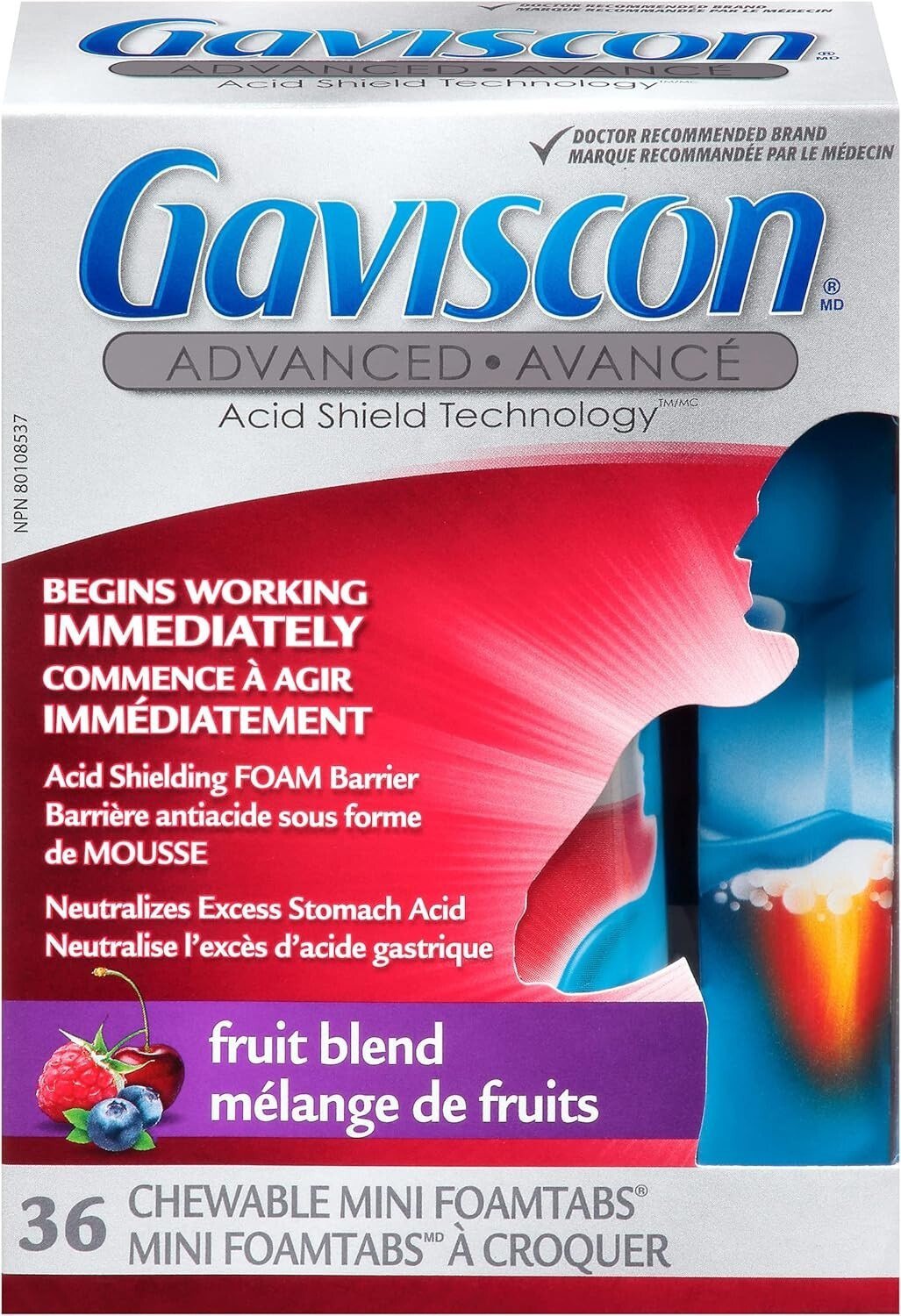 3x Gaviscon Advanced Strength Chewable Fruit Blend Mini Foamtabs 36 Ct Long Exp
