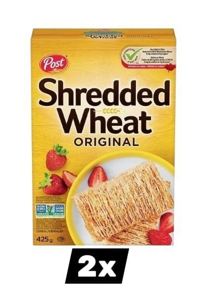 Post Shredded Wheat Big Biscuit Cereal, 425 g, PACK 2 - FREE SHIPPING