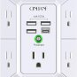 Wall Charger, Surge Protector, Outlet Extender with 4 USB Charging Ports (4.8A Total