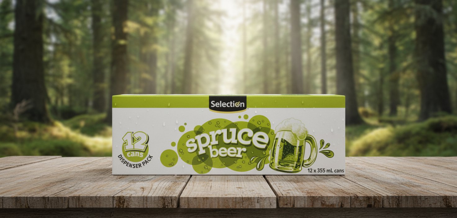 Selection Spruce Beer Soft Drink 12 Pack 12oz Cans Canadian Soda