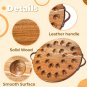 Acacia Wood Deviled Egg Platter 24 Holes Round Serving Tray with Handles