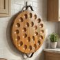 Acacia Wood Deviled Egg Platter 24 Holes Round Serving Tray with Handles