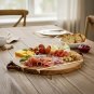 Acacia Wood Deviled Egg Platter 24 Holes Round Serving Tray with Handles