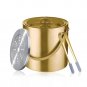 Gold Ice Bucket with Lid, Handle & Tongs, Insulated Stainless Steel Champagne Wine Cooler