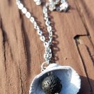 Shell aromatherapy lava rock necklace