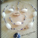 White Jade Barrels with Sodolite Pendant Trio Ensemble, Necklace,Bracelet, and Earrings
