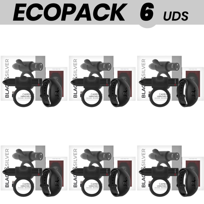 Ecopack 6 Units - Black&silver Cameron Remote Control Cockring Watchme