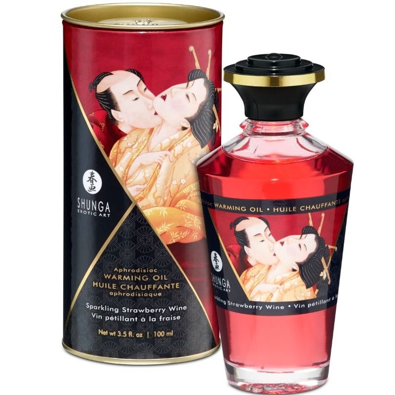 Shunga Aphrodisiac Warming Oil Sparkling Strawberry Wine 100 Ml