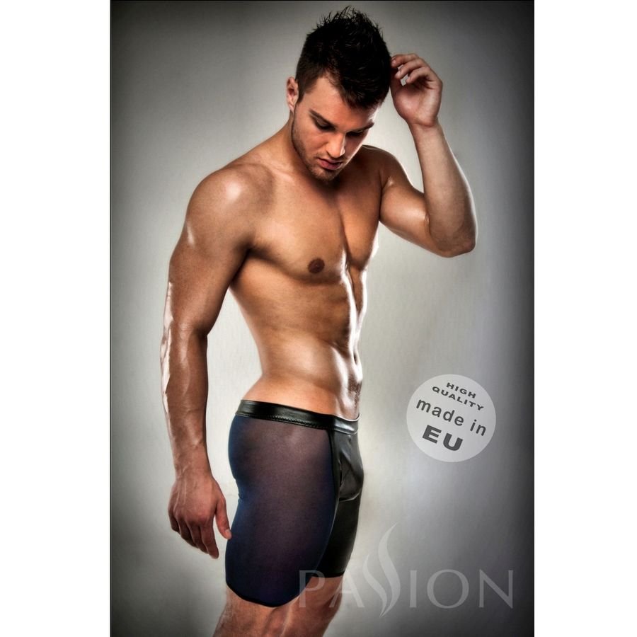 Boxer Leather Fetish Black Clear By Passion Men Lingerie, S/M