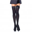 Leg Avenue Black Nylon Thigh Highs With Black Bow Plus Size