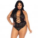 Leg Avenue Floral Lace Crothless Teddy Plus Size