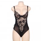 Subblime Queen Plus Floral Lace And Fringed Black Teddy