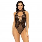 Leg Avenue Net & Lace Keyhole Bodysuit One Size - Black