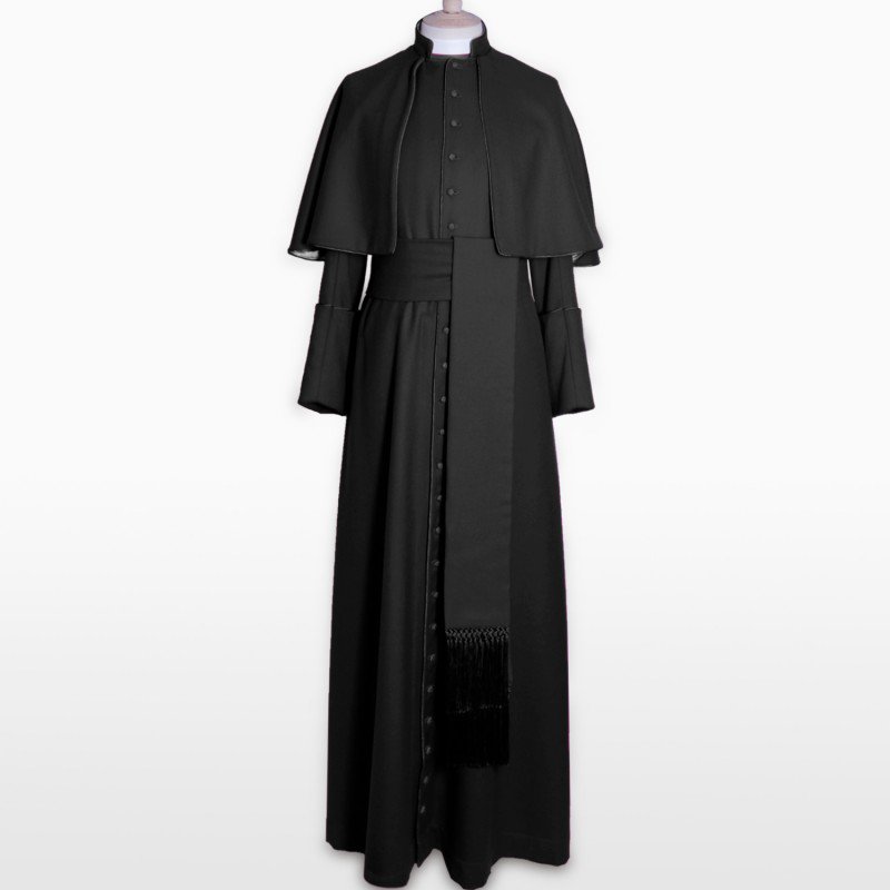 Custom Made Medieval Mens Black Robe Clergy Pulpit Vestment Minister