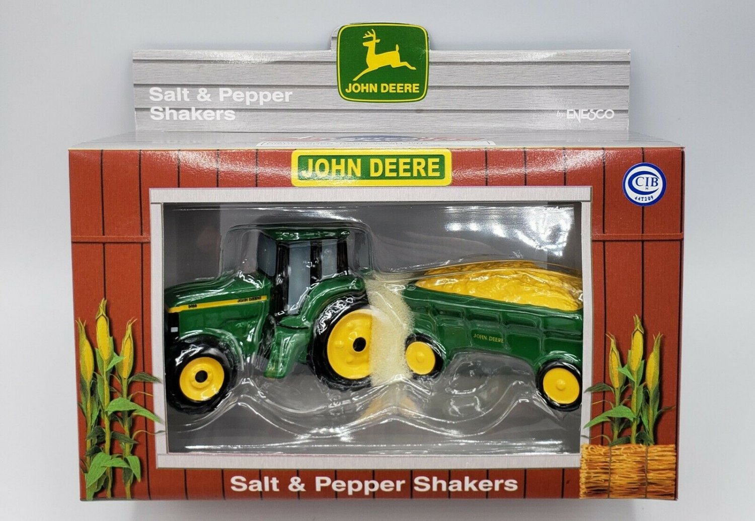 NEW Vintage ENESCO 1998 John DEERE Tractor Hay Wagon SALT PEPPER Shakers