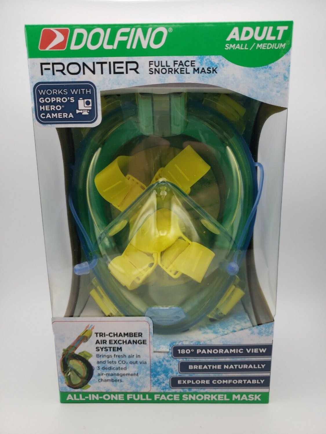 Dolfino Frontier Allinone Full Face Snorkel Mask Adult Small/Med