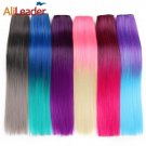 Artificial Synthetic Long Straight Hair Extension Hairpiece Purple 26 Colors Ombre Clip