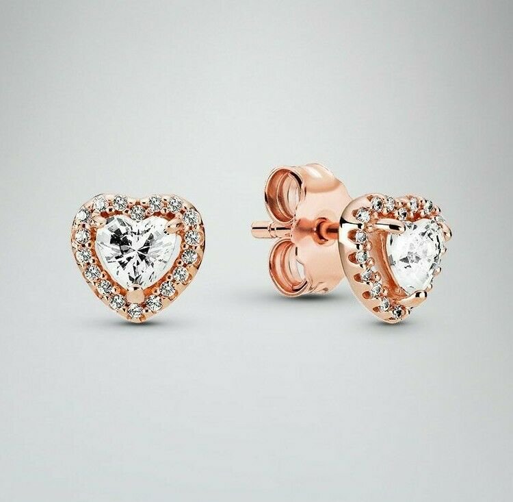 925 Sterling Silver Sparkling Elevated Heart CZ Cubic Zirconia Stud