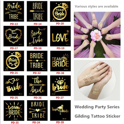 5 pcs/package Gold Wedding Bride Single Party Scald Tattoo Stickers Blingblingbling