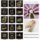 5 pcs/package Gold Wedding Bride Single Party Scald Tattoo Stickers Blingblingbling