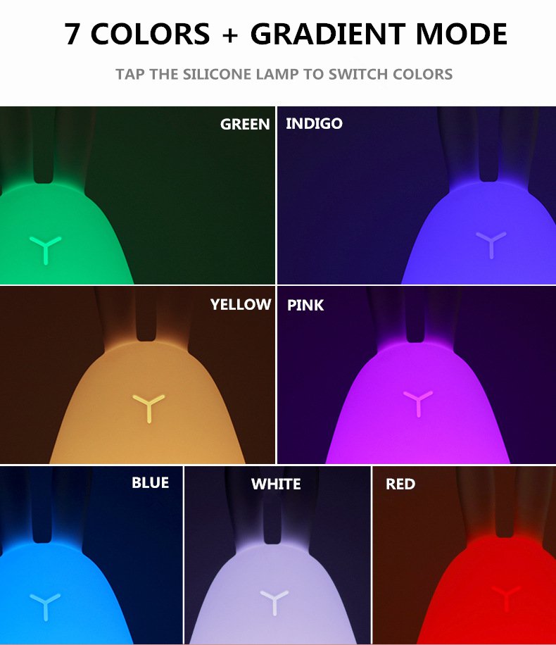 METOO SILICONE LAMP USB CHARGING 7COLOR BEDSIDE LAMP CHILDREN'S SLEEPING LAMP ADJUSTABLE NIGHT LIGHT