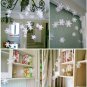 12Pcs 3D Solid Silver White Cardboard String Snowflake Hanging Decorations Pull Strings