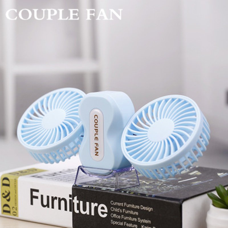 Couple Mini Fan USB Charging Double Motor Folding With Night Light Electric Fan