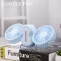 Couple Mini Fan USB Charging Double Motor Folding With Night Light Electric Fan