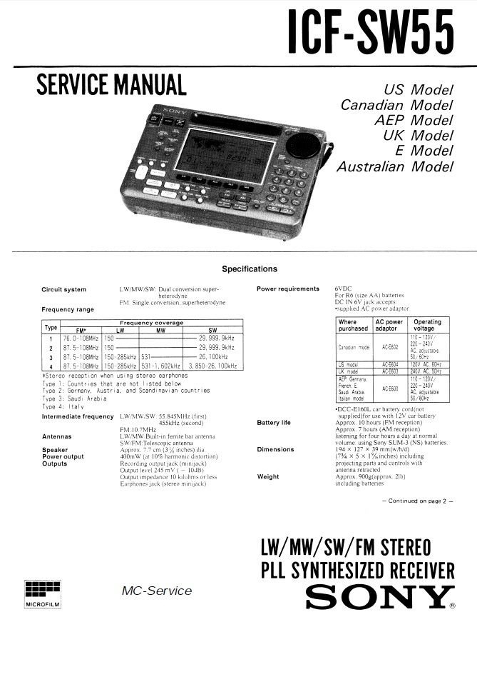 Схема sony icf sw11