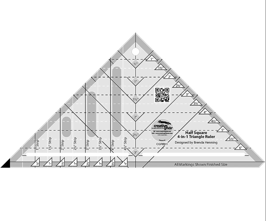 Creative Grids Half Square 4-in-1 Triangle Ruler