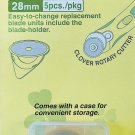 Clover 28mm Rotary Cutter Blades 5 pieces per pack Clover 28mm Rotary Cutter Blades 5 pieces per pack