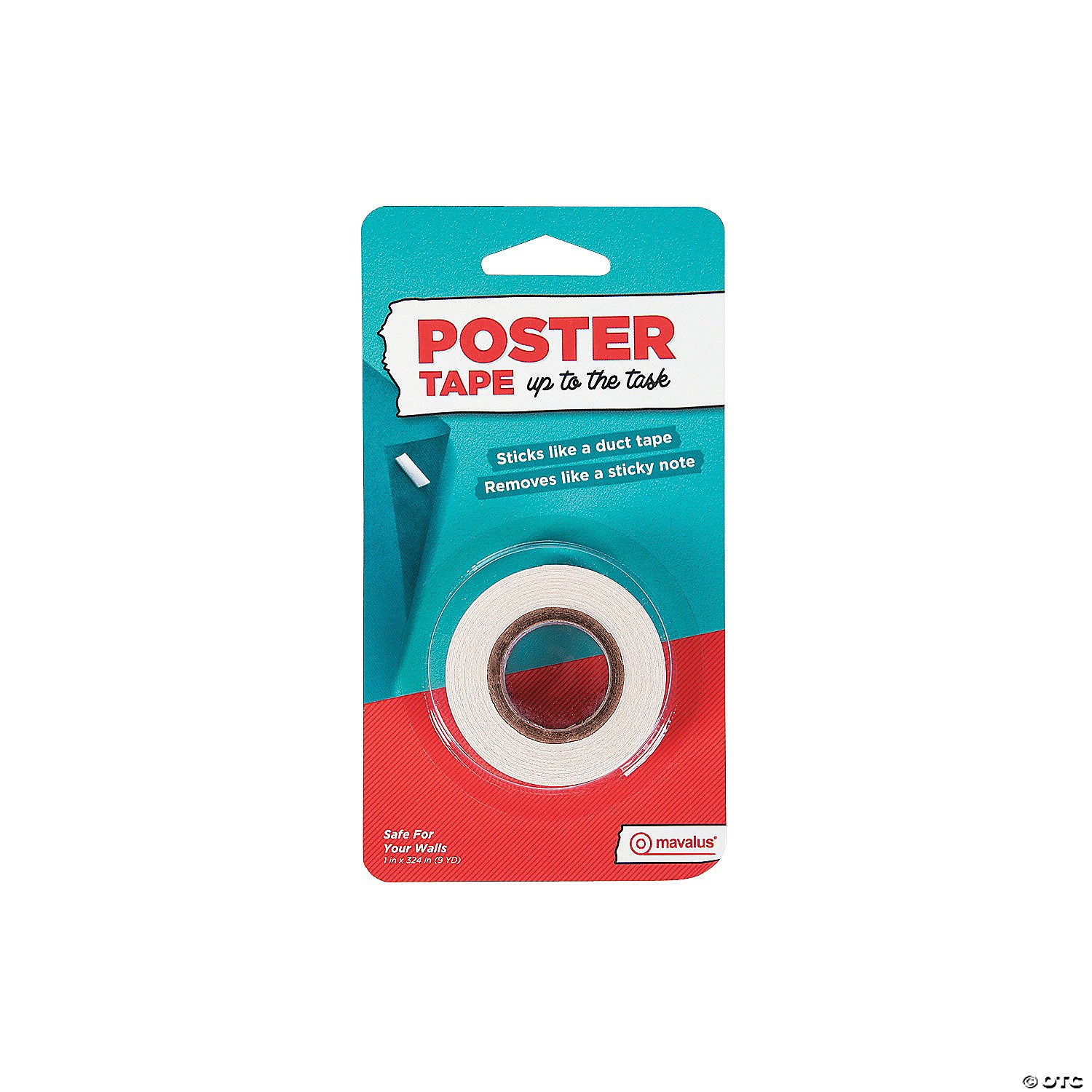 Mavalus Multi-Purpose Adhesive Poster Tape Roll , White 1in X 324in