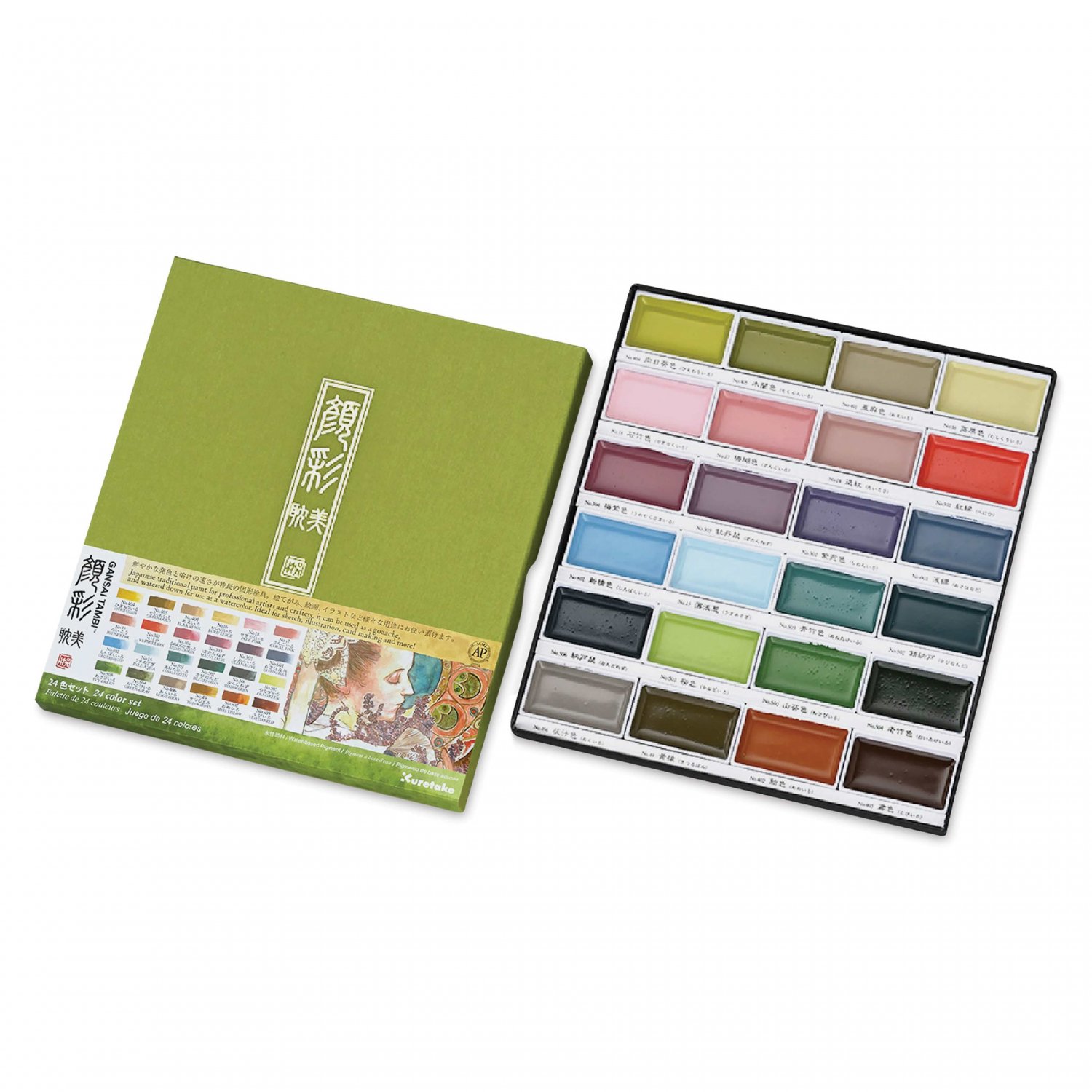 Kuretake Gansai Tambi Watercolor Pans - Set of 24, Art Nouveau