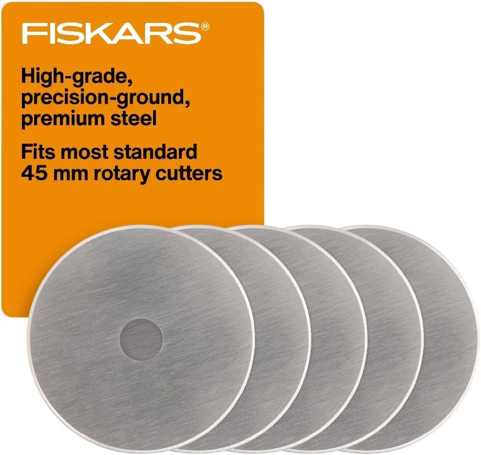 Fiskars 45mm Rotary Blades (5 Pack) - Rotary Cutter Blade Replacement
