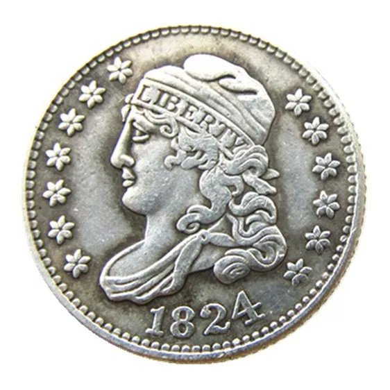 1824 Capped Bust Dime Sliver Plated Hand Made Coin - Free Shipping