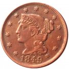 Souvenir USA Braided Hair Large Cent 1849 Copper - Free Shipping