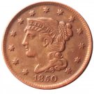 Souvenir USA Braided Hair Large Cent 1850 Copper - Free Shipping