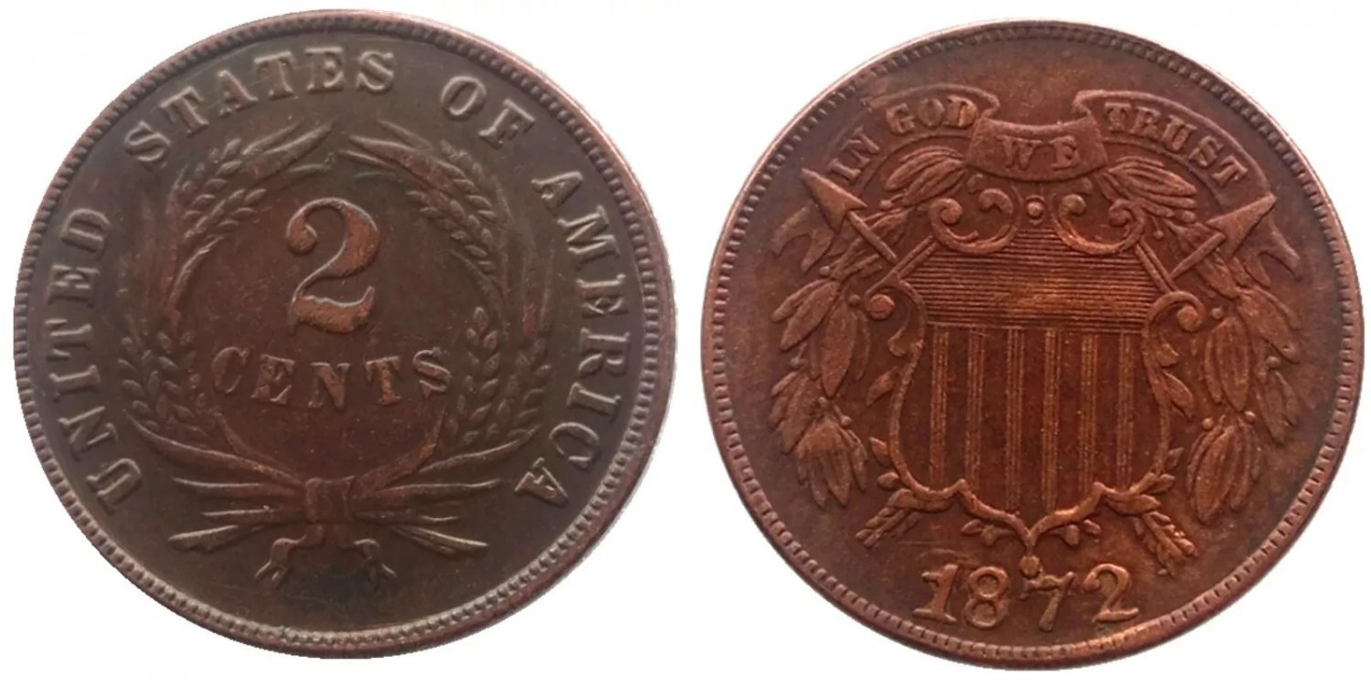 Souvenir USA Twoo Cent 1872 Copper - Free Shipping