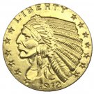 Souvenir 1912 Indian Head Gold Plated $2.50 Quarter Eagle - FREE SHIPPING