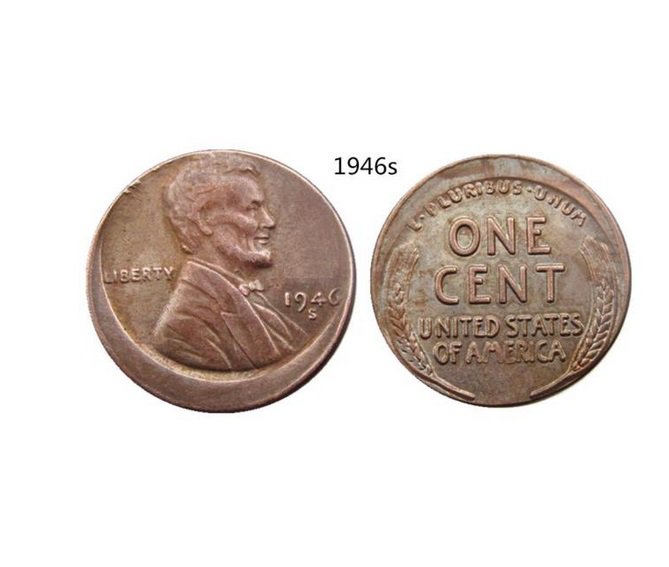 1946 S Lincoln Penny Small Cent Error with An Off Center - FREE SHIPPING