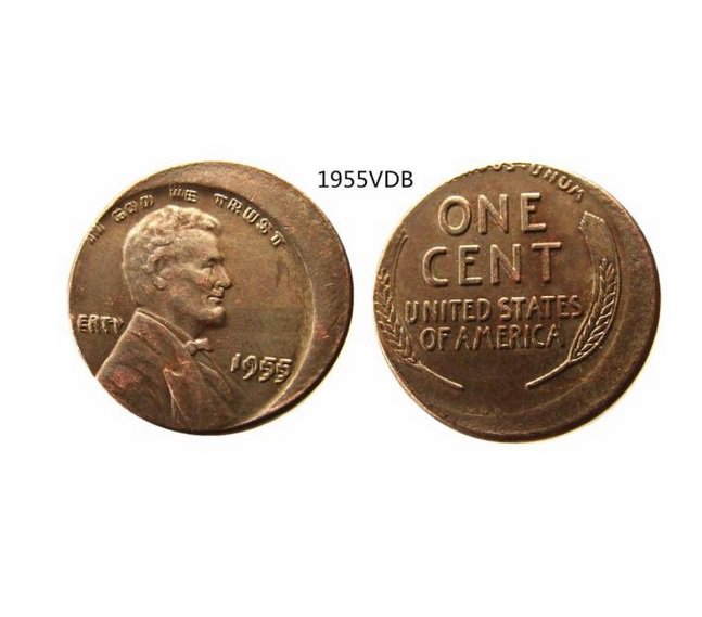 1955 VDB Double Die Lincoln Penny Small Cent Error with An Off Center - FREE SHIPPING