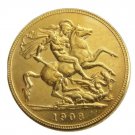 1908 King Edward VII Matt SovereighOVEREIGN Souvenir Coin Gold Plated - FREE SHIPPING