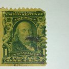 Benjamin Franklin 1 cent stamp no gum as issue 1902 perforation error