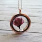 Real flower rose gold locket cherry blossom necklace