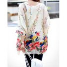 Summer Bohemian Floral Print Chiffon Blouse For Women Floral Print -XL